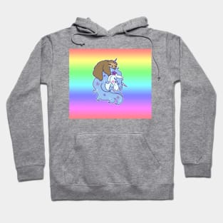 Sloth and Unicorn Pastel Rainbow Background Hoodie